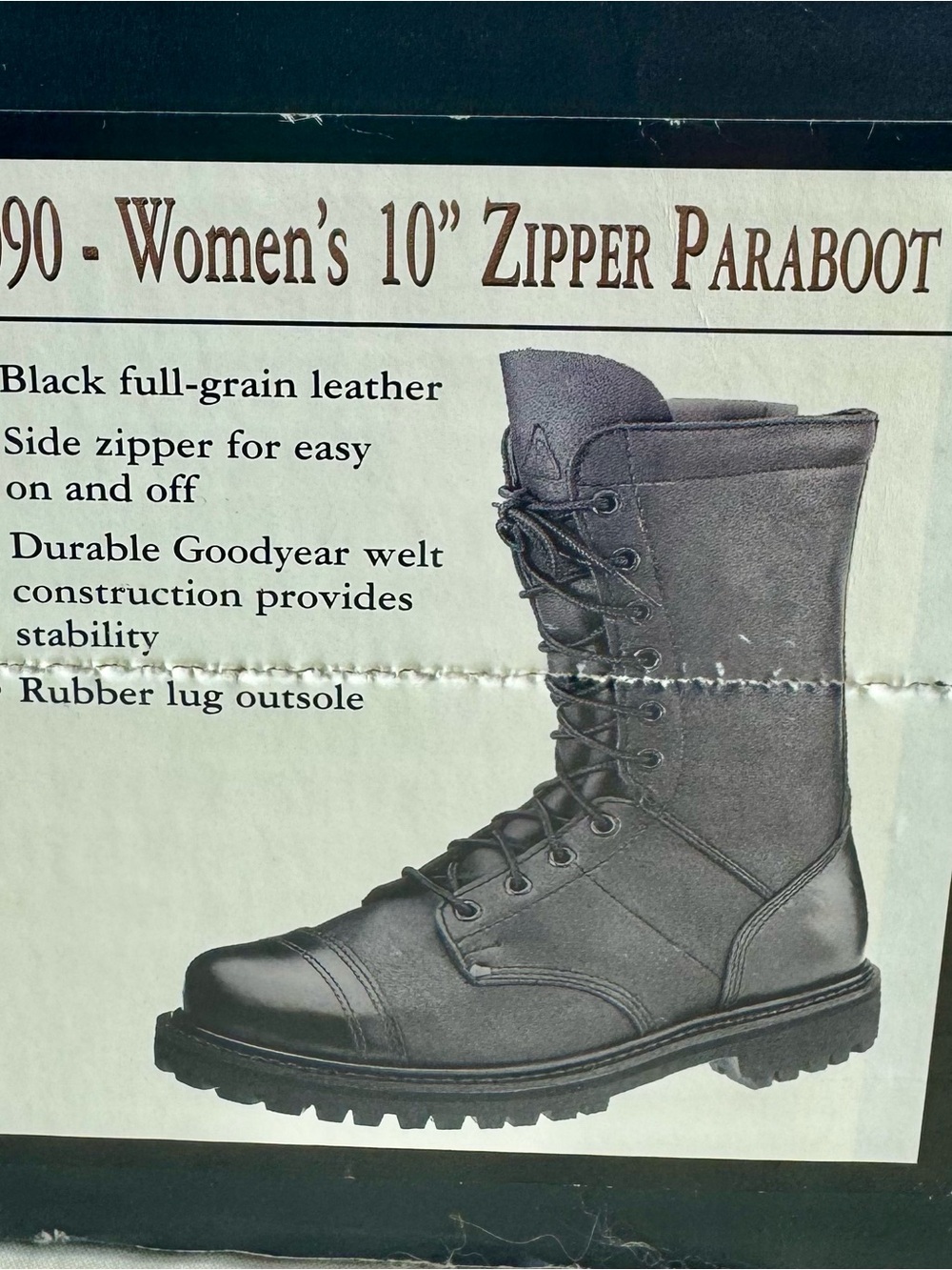 Rocky Women's Black Full-Grain Leather 10" Zipper Paraboot 9M